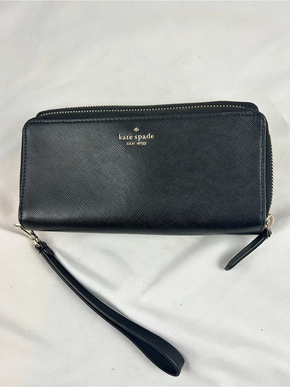 kate spade Black Saffiano Leather Wristlet Clutch